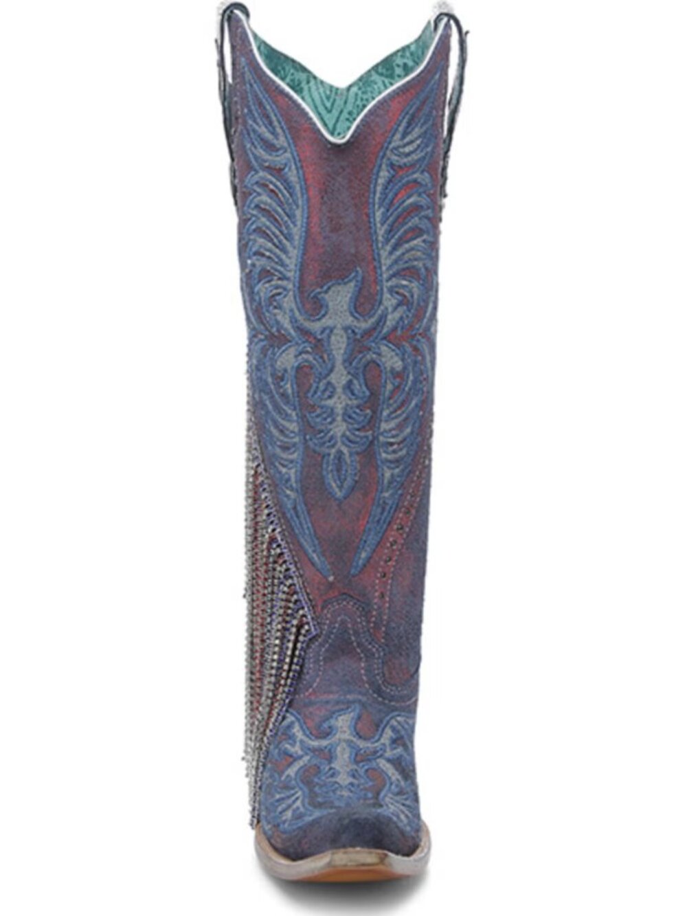 Corral Women's Chameleon Effect Rhinestone Fringe Tall Western Boots Snip Toe - Picture 4 of 5